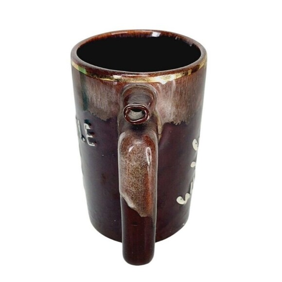 Vintage "Whistle For Your Beer" "Wet Your Whistle" Redware Beer Mug Brown Drip - Picture 6 of 11